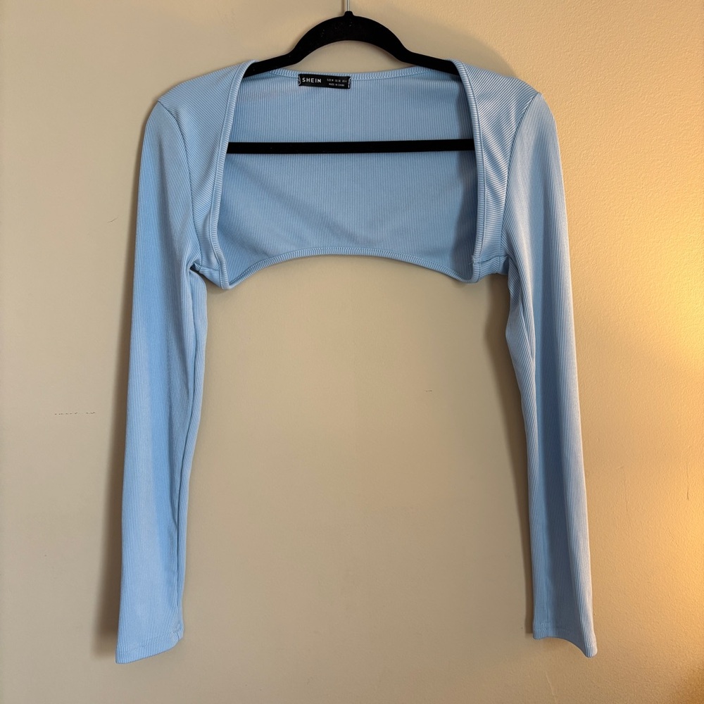SHEIN Blue Long Sleeve Crop Top